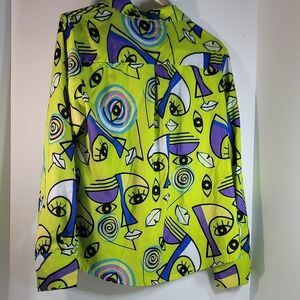 Only4U Neon Green Multicolor Abstract Print Top
